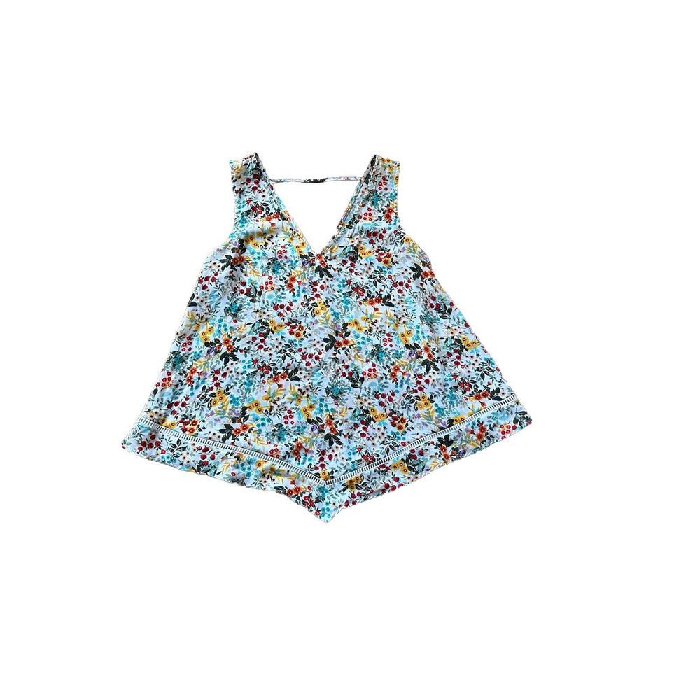 Ana Women Shirt Size XSmall Multicolor Floral Print Lightweight Flowy Sleeveless